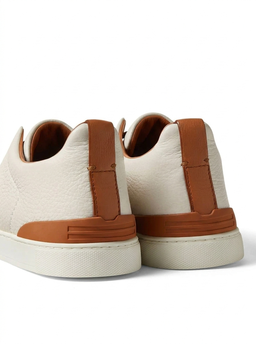 ZEGNA Triple Stitch "White/Brown"