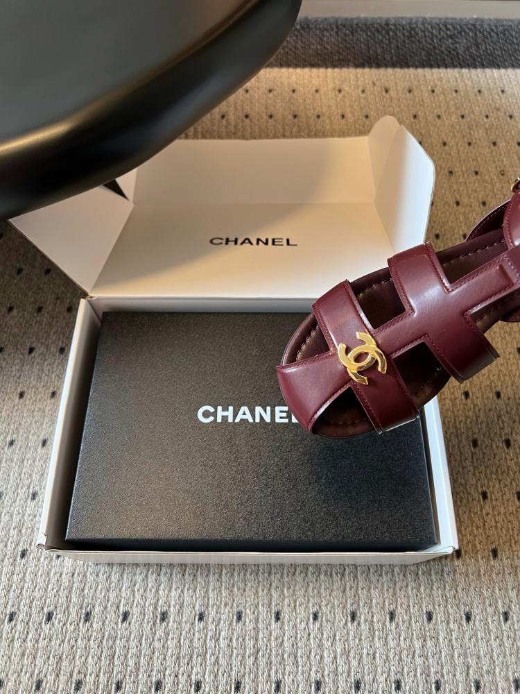 Chanel Gladiator Flat Sandals "Burgundy"