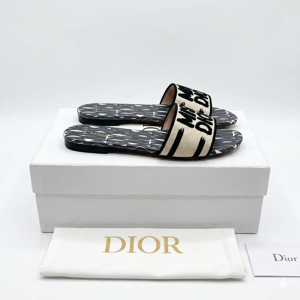 Miss Dior Women's Flat Slipper "Beige/Black"