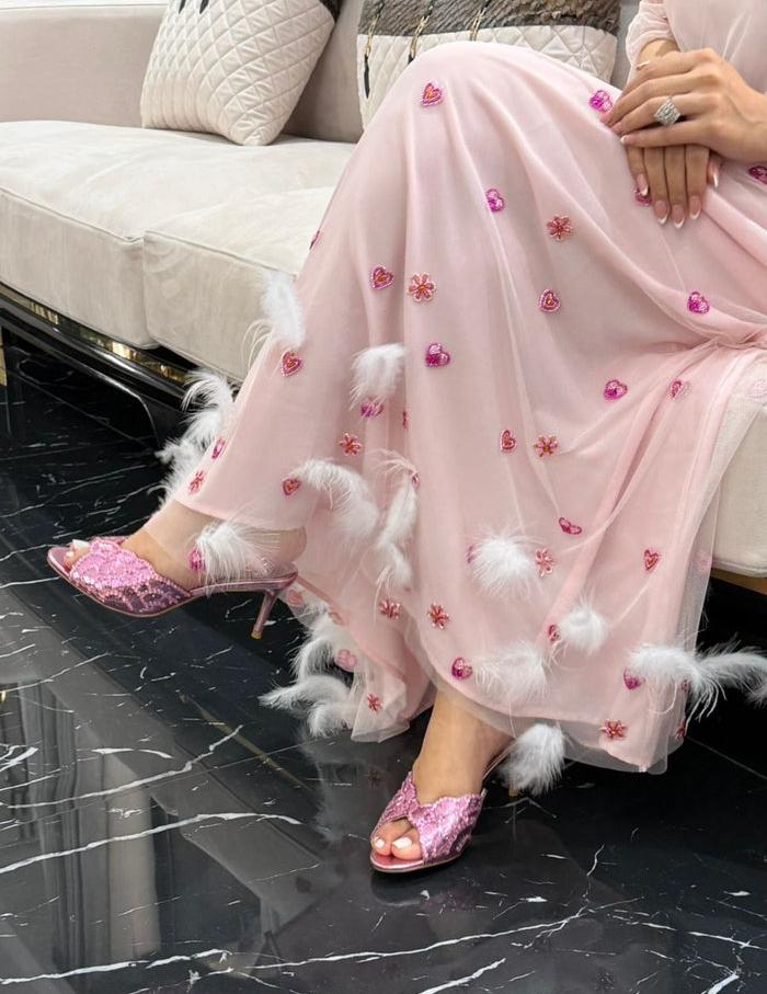 Aquazzura Ce Soir Mules, "Pink Metallic"