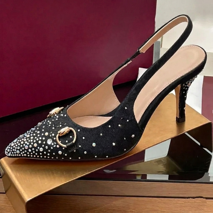 Gucci Horsebit 85 Slingback Pumps "Black"