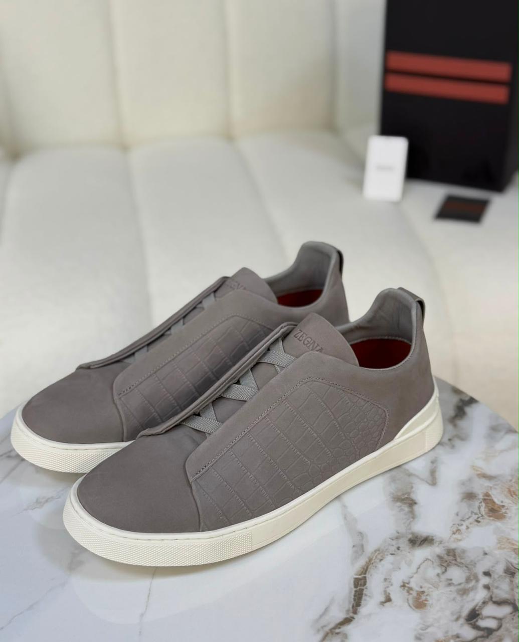 Zegna Triple Stitch Sneakers " Grey/ White"