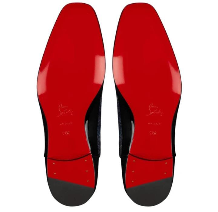 Christian Louboutin Glossy "Black" Patent Cap-Toe Tuxedo Shoes with Satin Laces