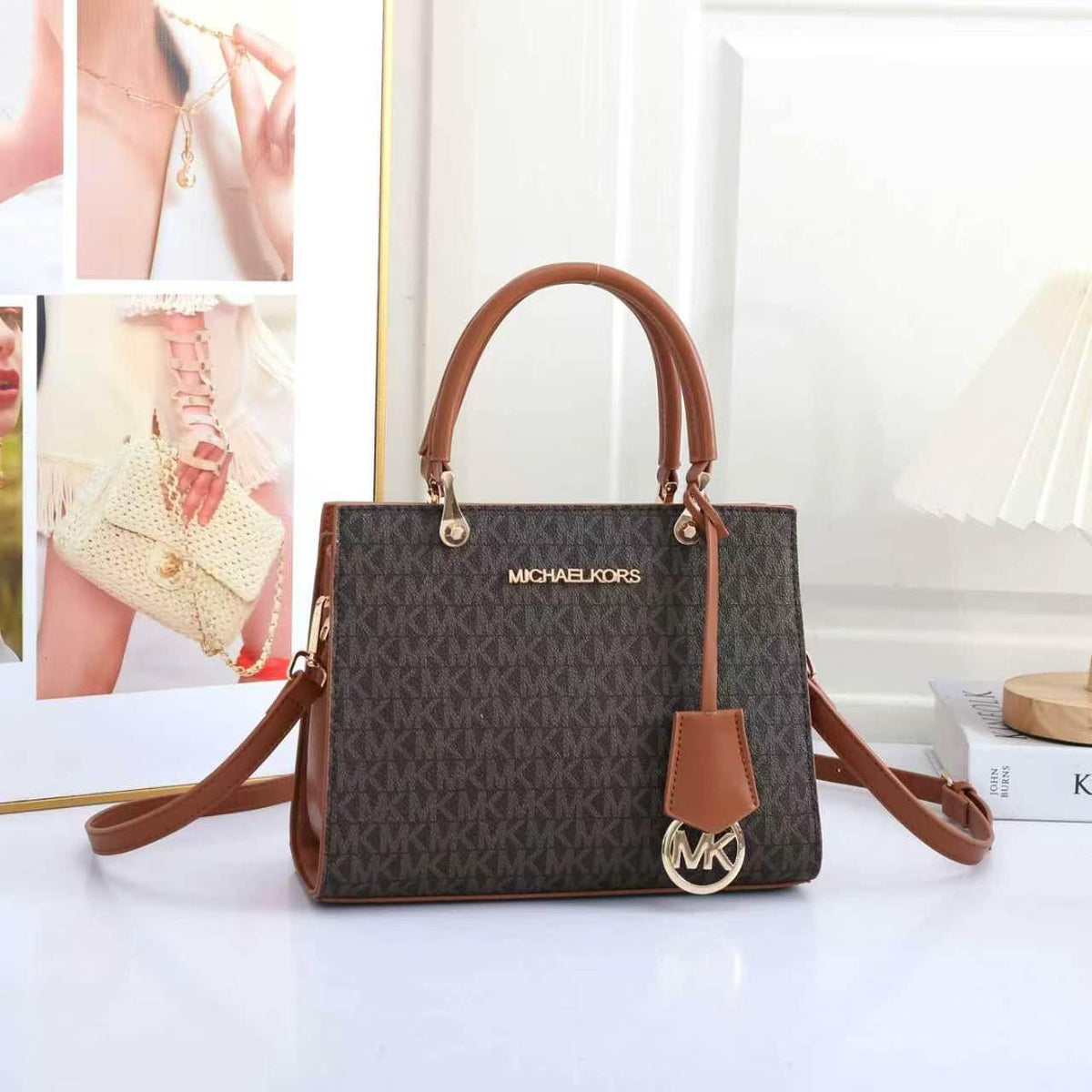 Michael Kors "Dark Brown" Signature MK Logo Satchel Handbag