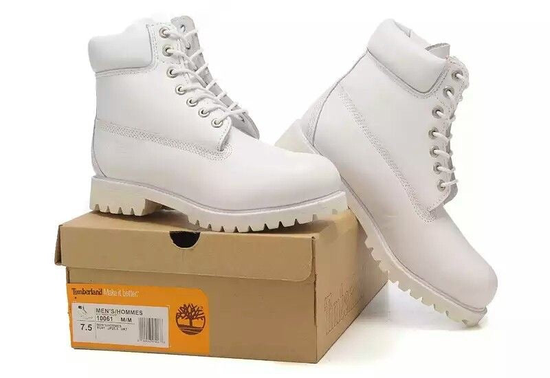 Timberland All-White Lace-Up Leather Boots