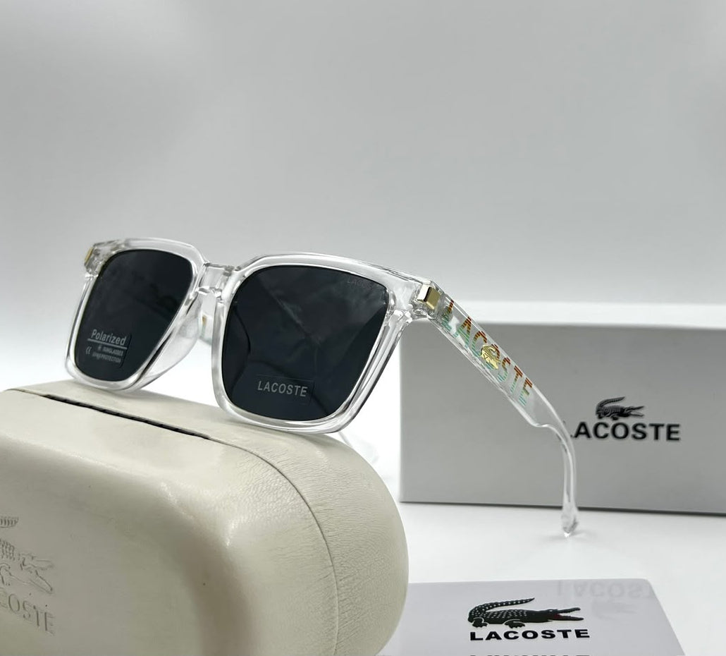 Lacoste Square-Frame Polarized Sunglasses – Black Lens