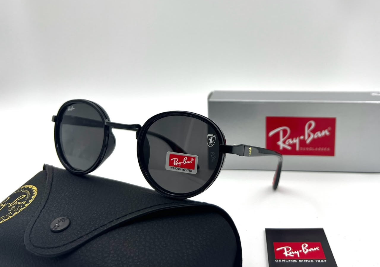 Ray-Ban x Scuderia Ferrari Round Black Sunglasses
