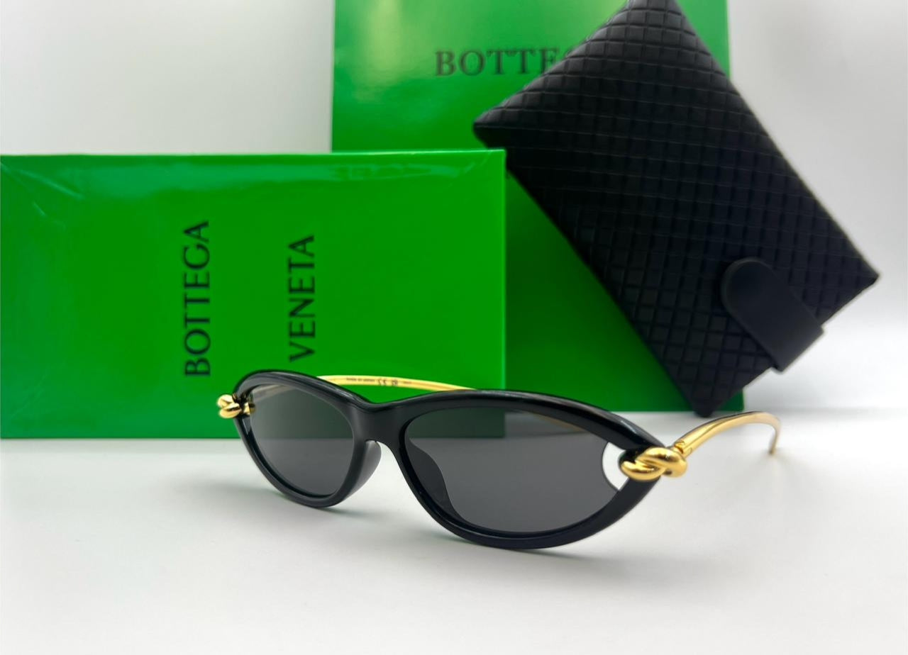 Bottega Veneta Black Oval Sunglasses