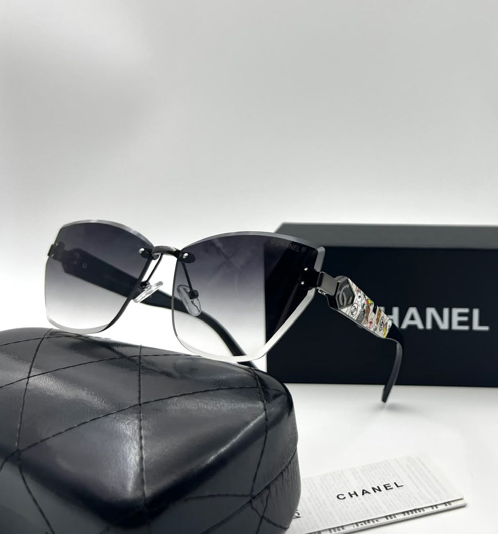 Chanel Rimless Cat-Eye Gradient Sunglasses – Black