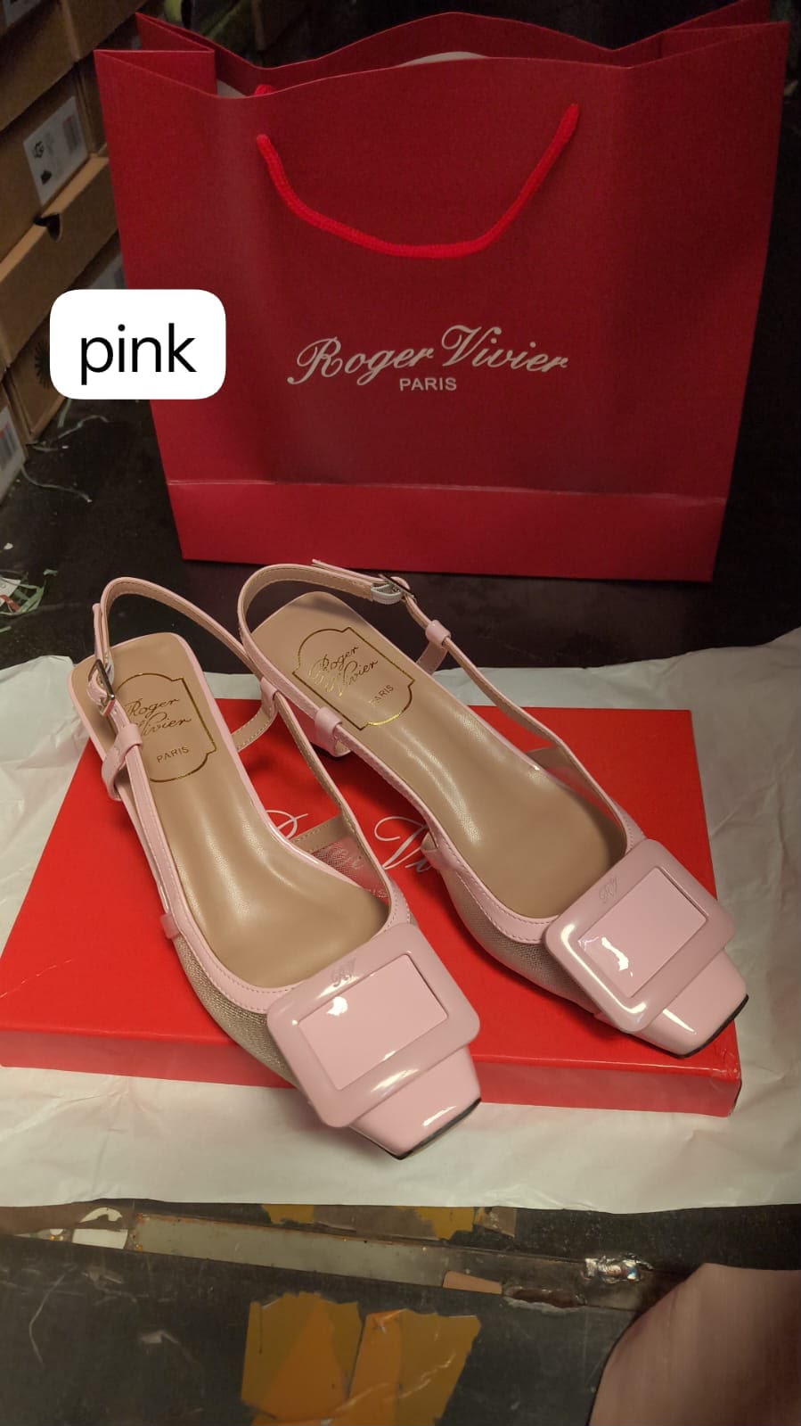 Roger Vivier Light Pink Buckle Slingback Pumps