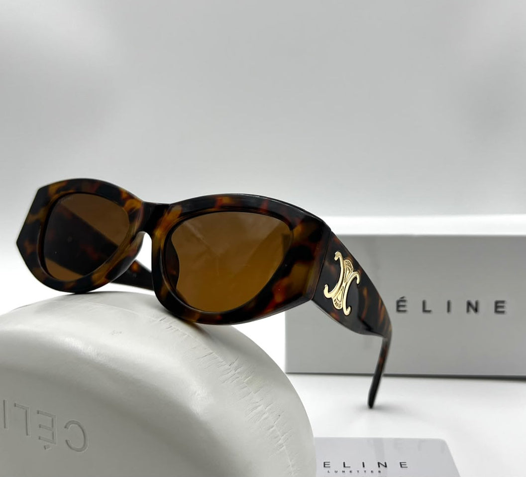 Céline Triomphe Oval Tortoiseshell Sunglasses