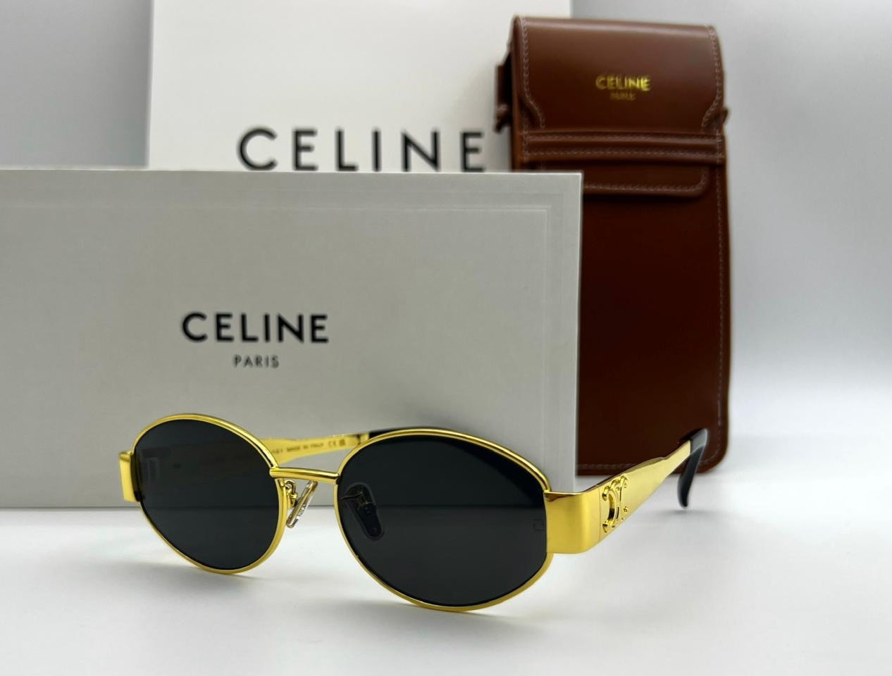 Celine Paris Gold Oval Sunglasses