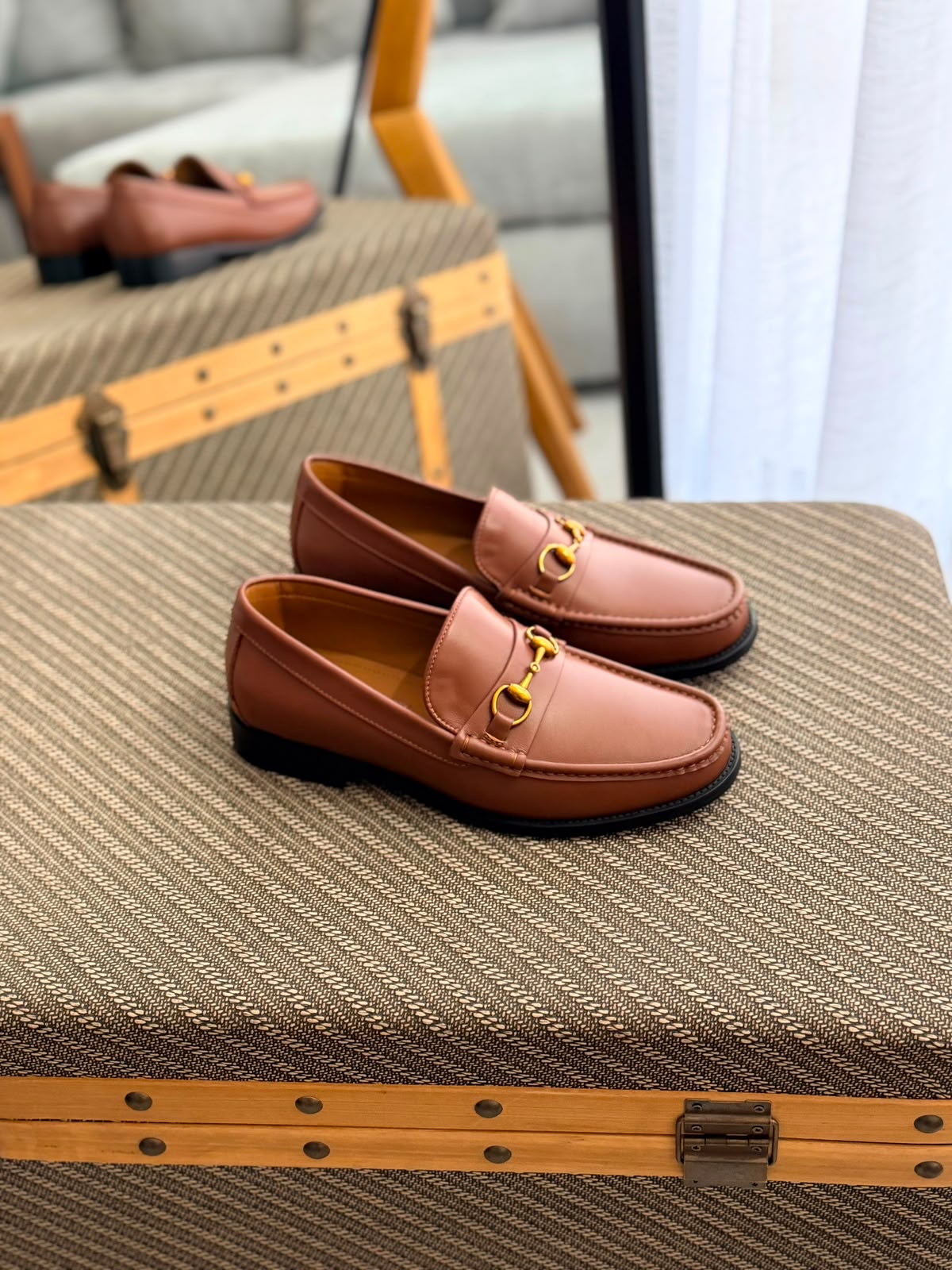Classic Gucci horsebit Men's Cognac Tan Leather Loafers