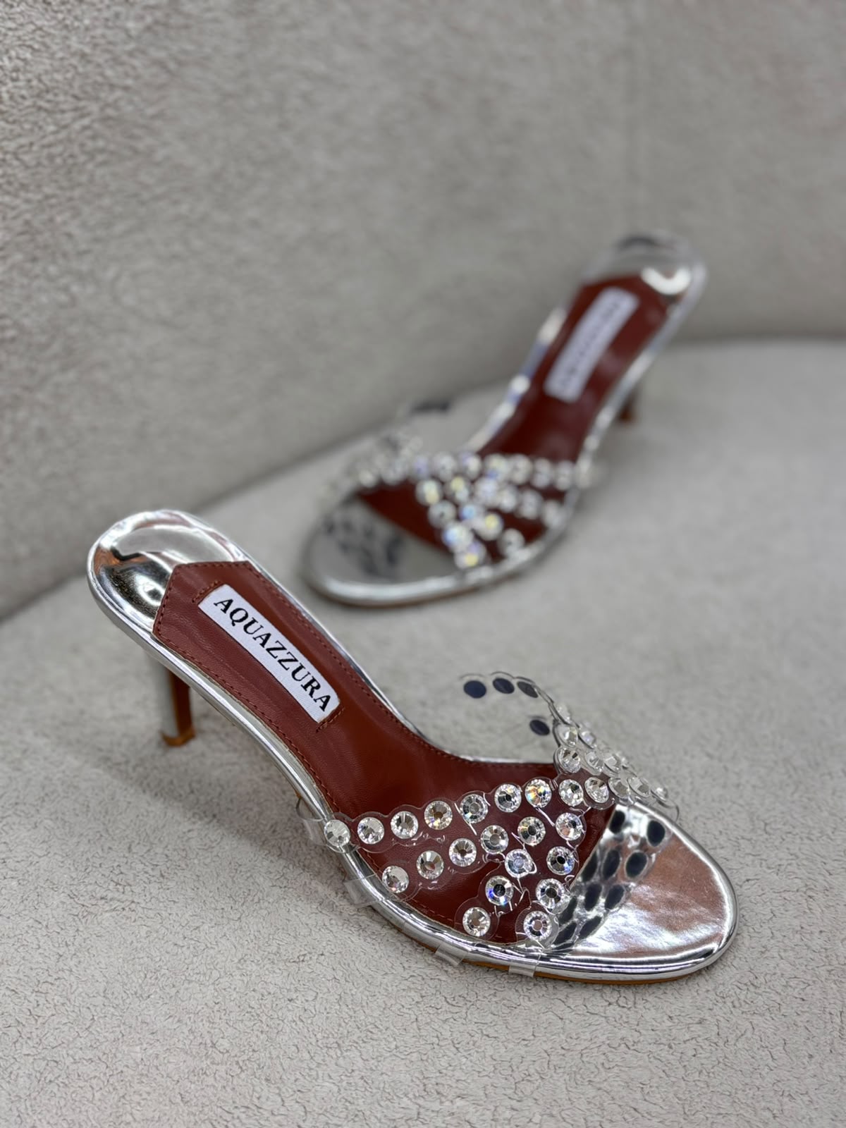 Silver Crystal-Embellished Aquazzura- Heeled Sandals