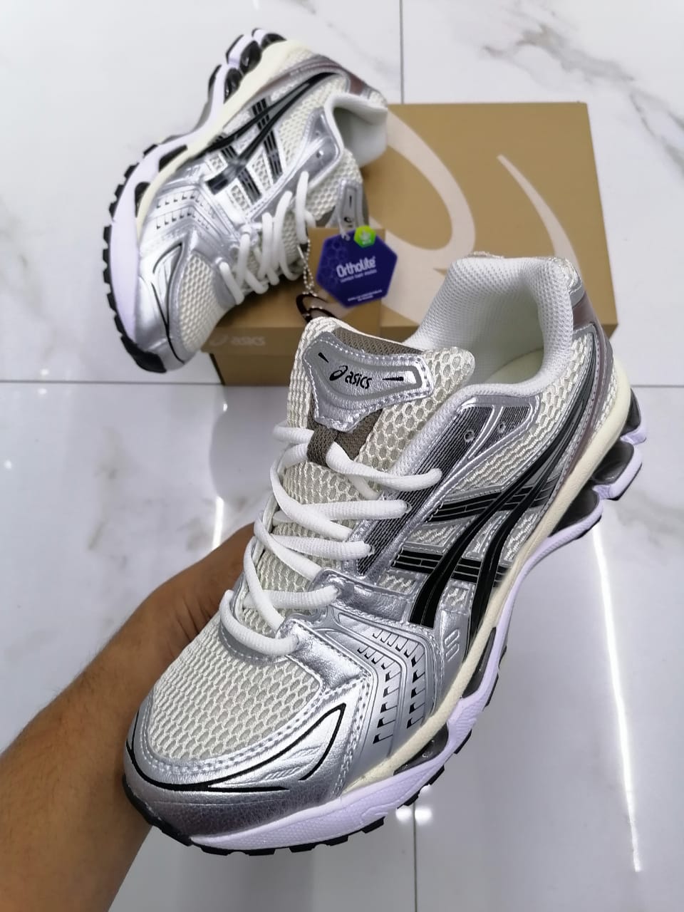 ASICS GEL-KAYANO 14 – Cream/Silver/Black Sneakers