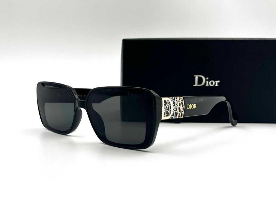 Christian Dior Style Black Square Frame Sunglasses for Women
