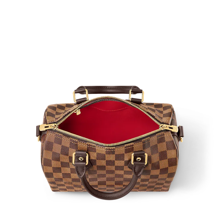 Louis Vuitton-Inspired Brown Damier Check Boston Bag