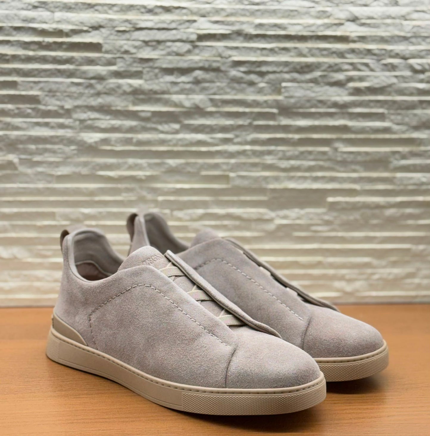 Ermenegildo Zegna Men's Grey Suede Slip-On Sneakers