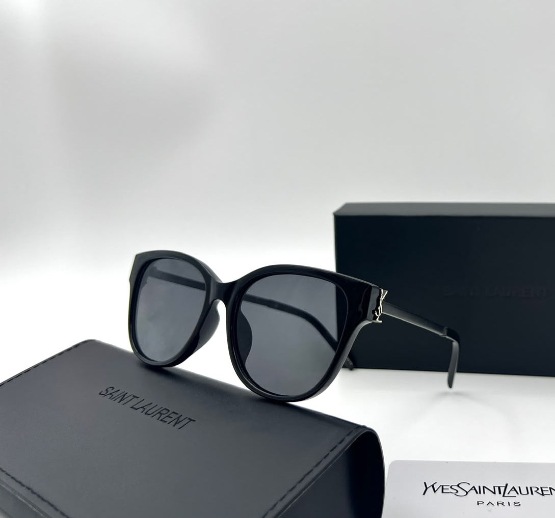 Saint Laurent Round-Square Sunglasses – mate black