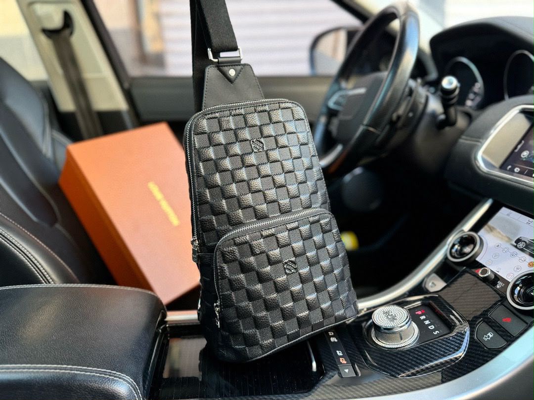 Louis Vuitton Leather Crossbody Sling Bag for Men – Black