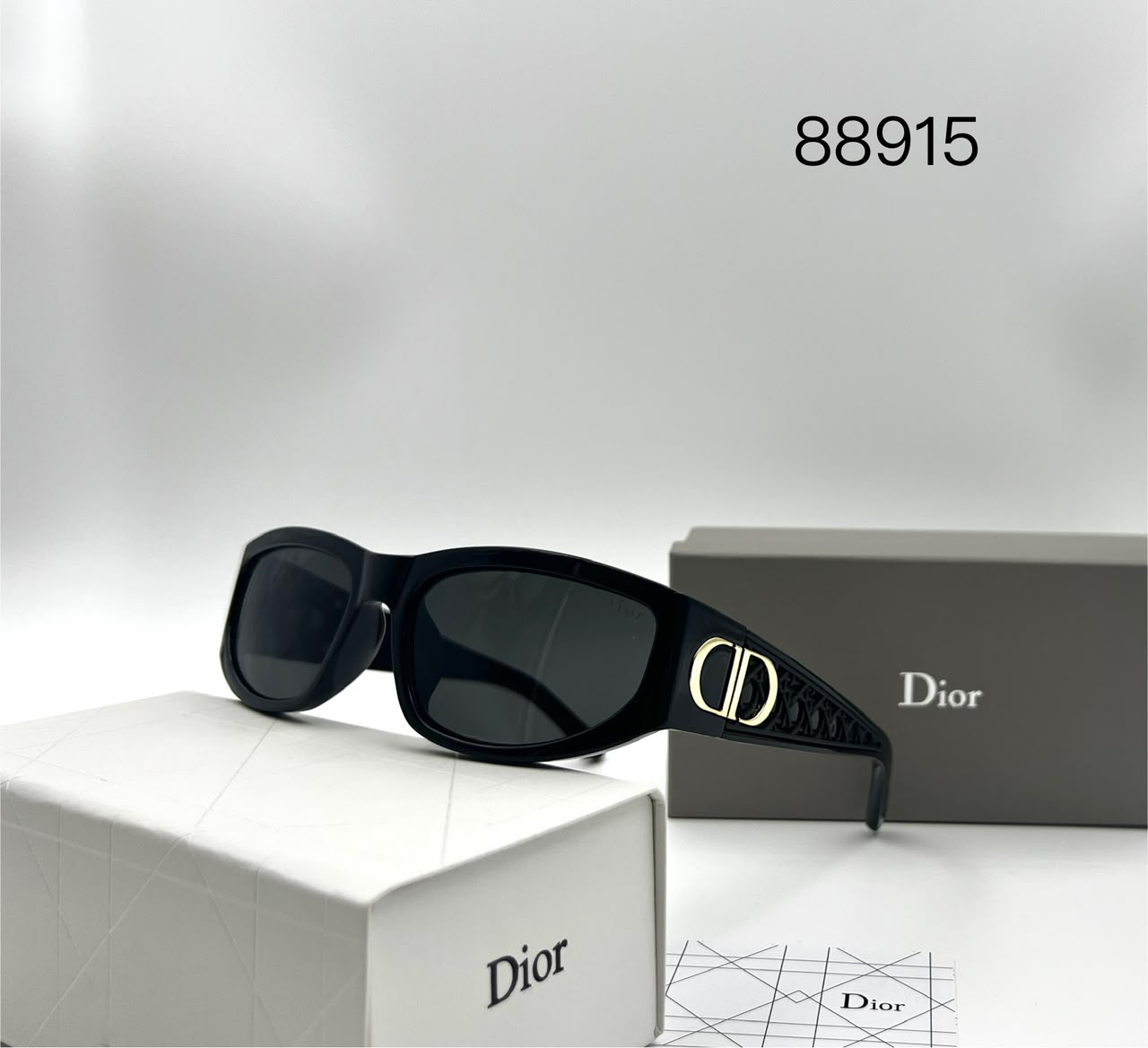 Dior Bold Black Wraparound Rectangular Sunglasses