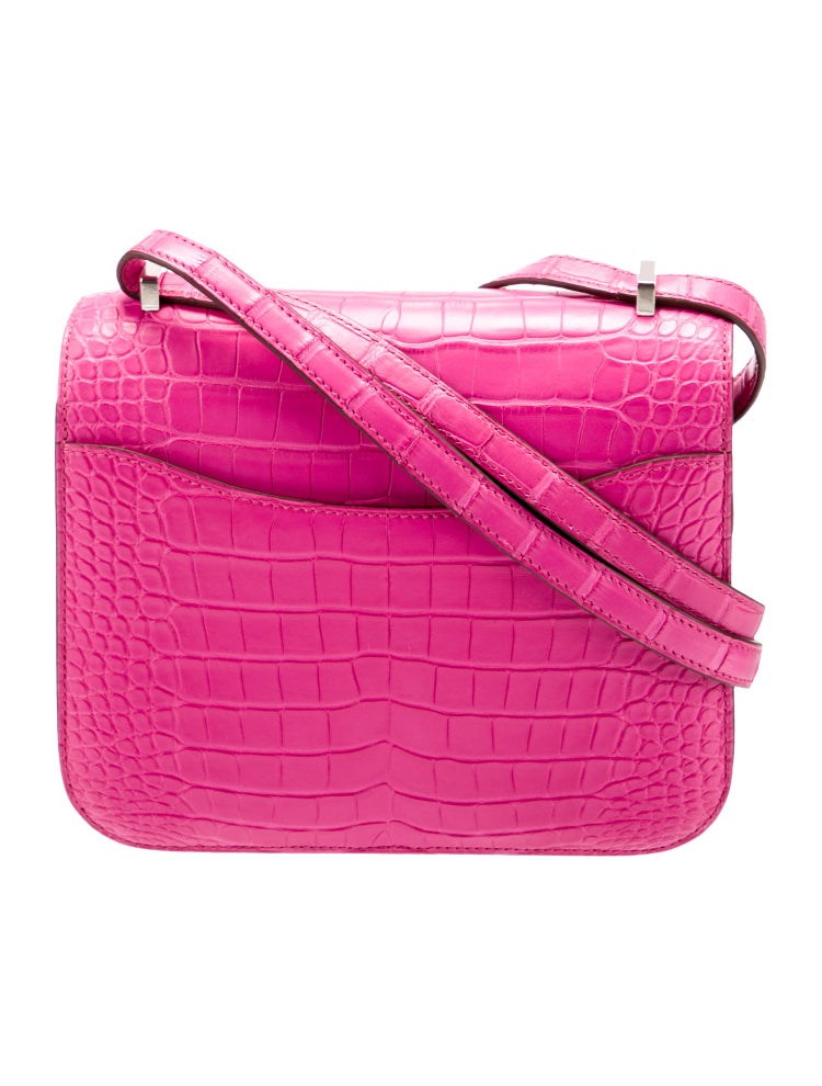 Hermès Constance-Inspired Rose Pink Croc-Embossed Bag