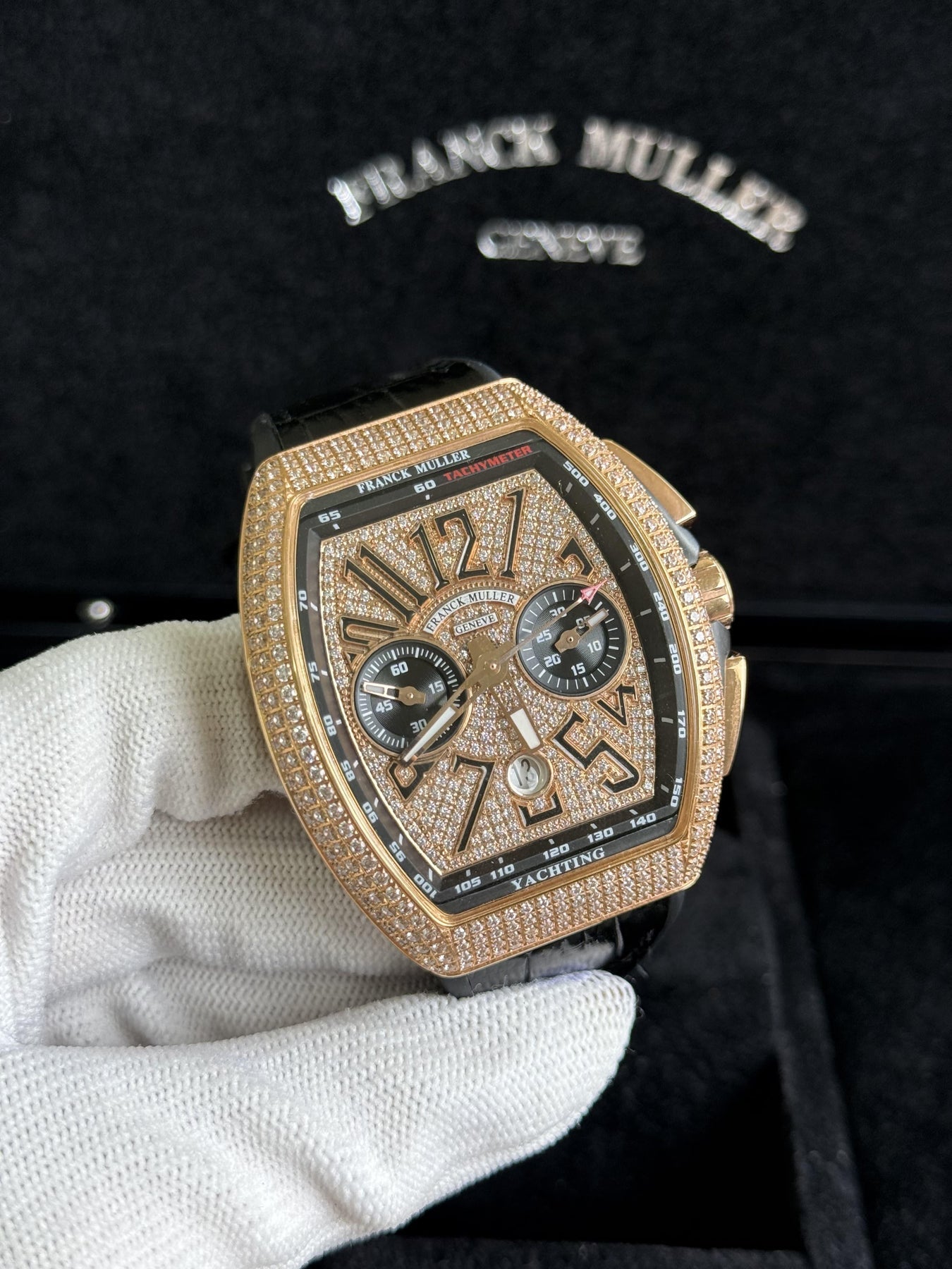 Franck Muller Yachting fully iced Rose gold