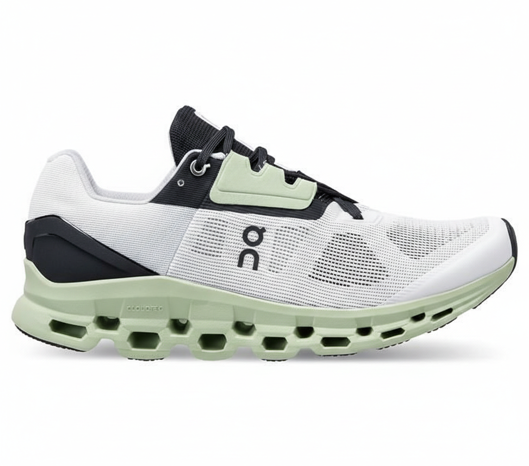 On Cloudmonster "White/Black/Mint"