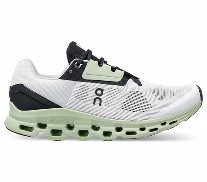 On Cloudmonster "White/Black/Mint"