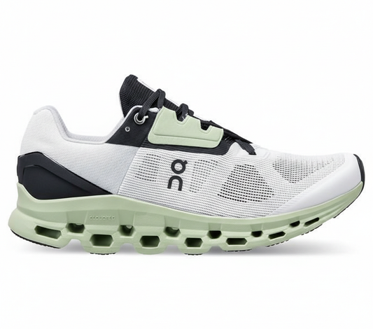 On Cloudmonster "White/Black/Mint"