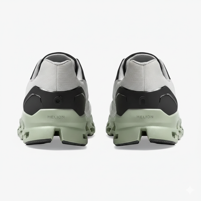 On Cloudmonster "White/Black/Mint"