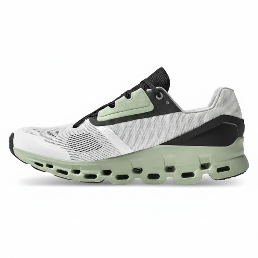 On Cloudmonster "White/Black/Mint"