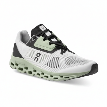 On Cloudmonster "White/Black/Mint"