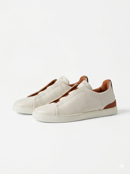 ZEGNA Triple Stitch "White/Brown"