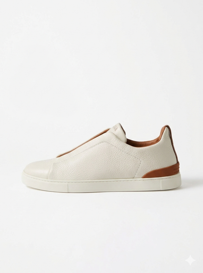 ZEGNA Triple Stitch "White/Brown"