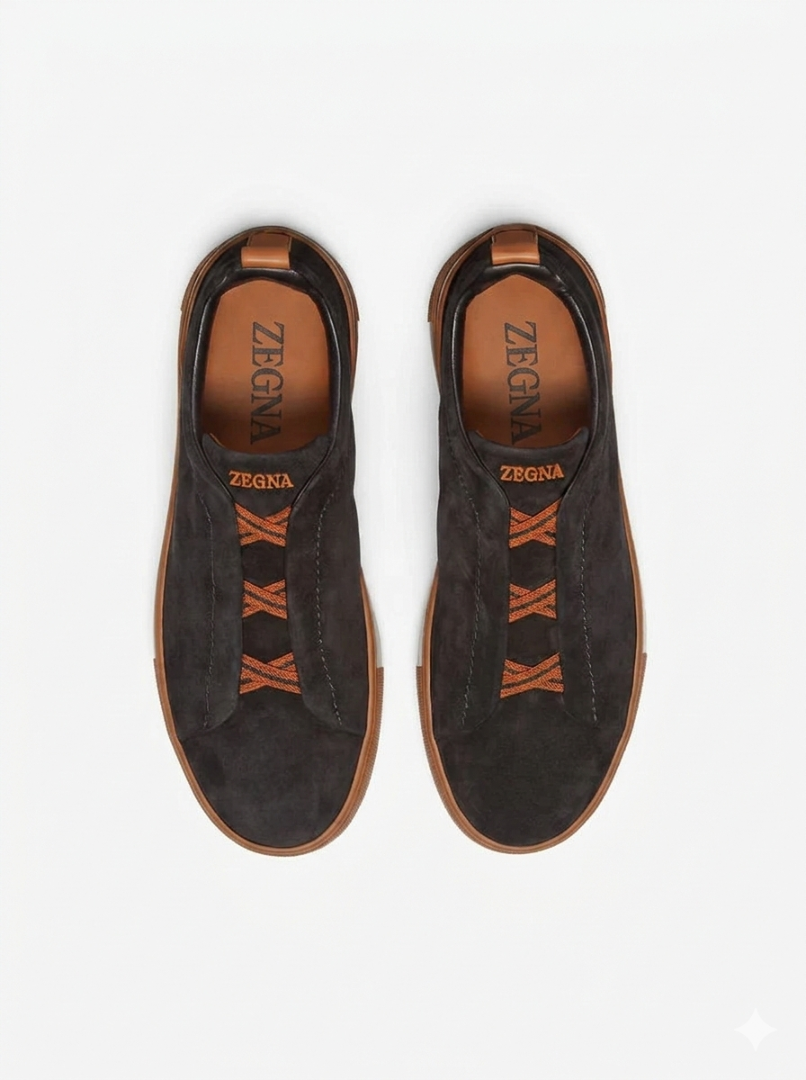 ZEGNA Triple Stitch "Black/Brown "