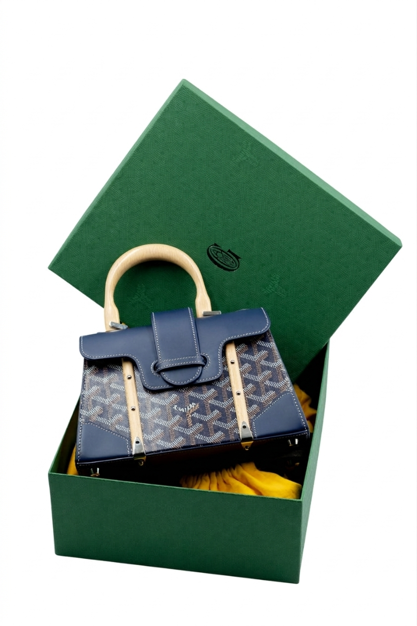 Goyard Wood Handle bag "Navy Blue"
