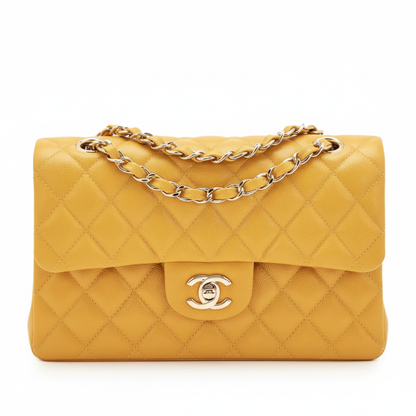 CHANEL Caviar Quilted Medium Double Flap Bag  "Yellow"