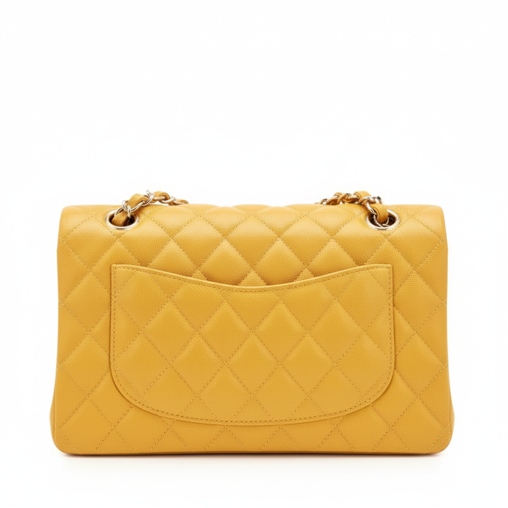 CHANEL Caviar Quilted Medium Double Flap Bag  "Yellow"