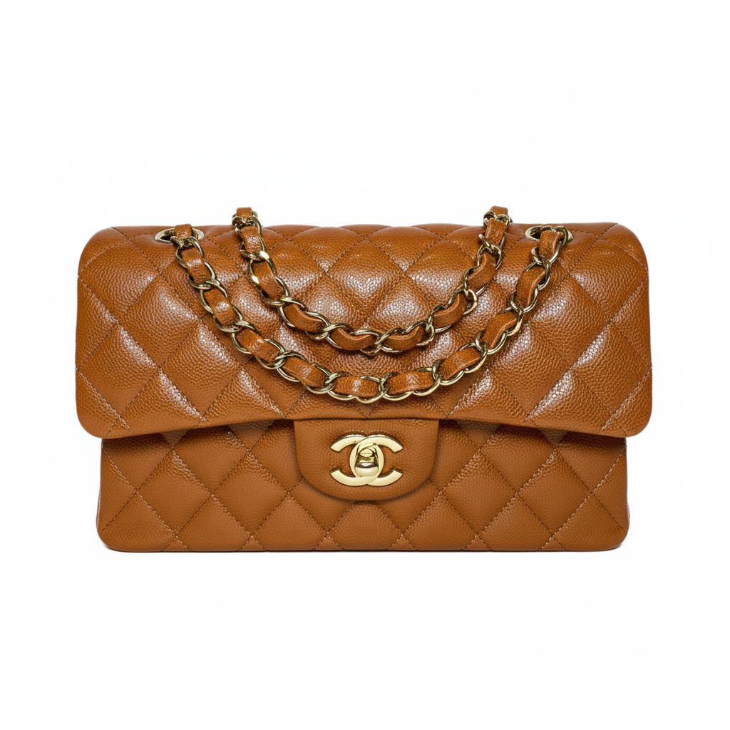 CHANEL Caviar Quilted Medium Double Flap Bag  "Brown"