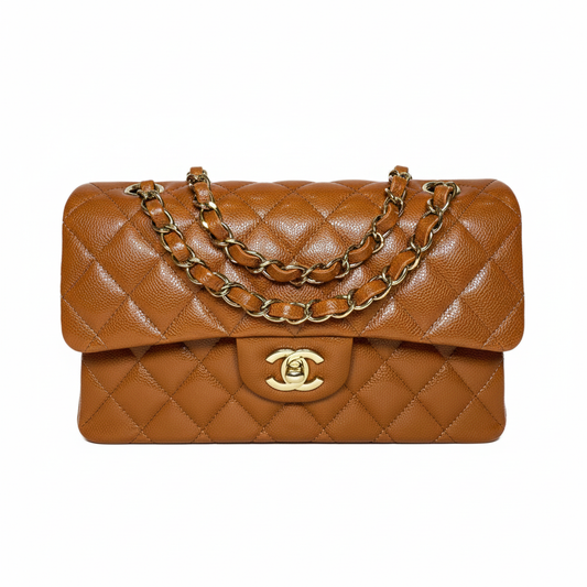 CHANEL Caviar Quilted Medium Double Flap Bag  "Brown"