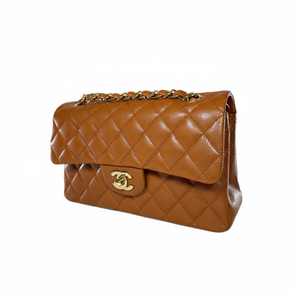 CHANEL Caviar Quilted Medium Double Flap Bag  "Brown"