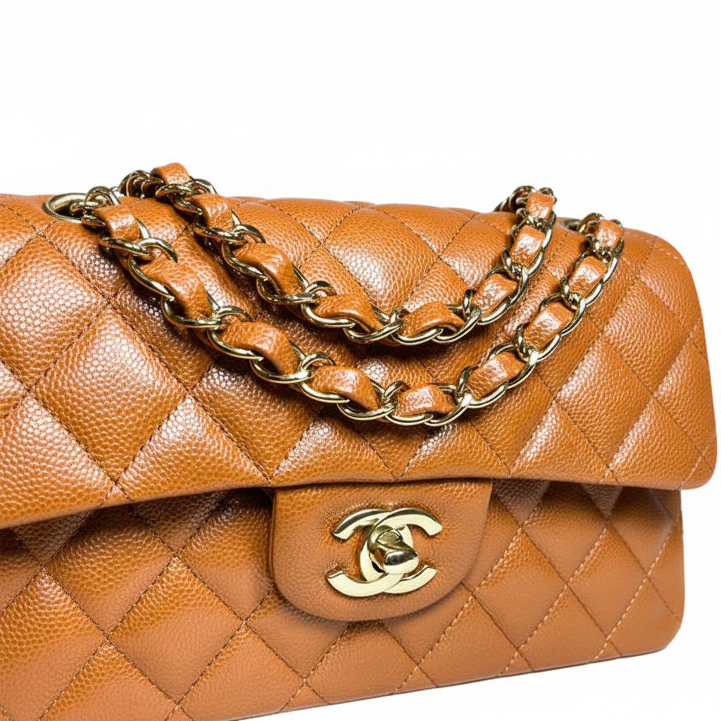 CHANEL Caviar Quilted Medium Double Flap Bag  "Brown"