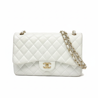 CHANEL Caviar Quilted Medium Double Flap Bag  "White"