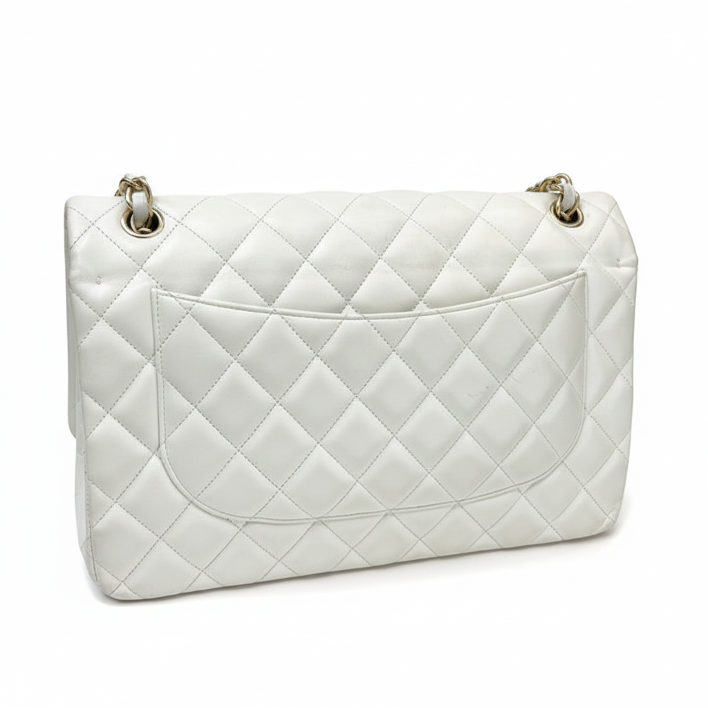 CHANEL Caviar Quilted Medium Double Flap Bag  "White"