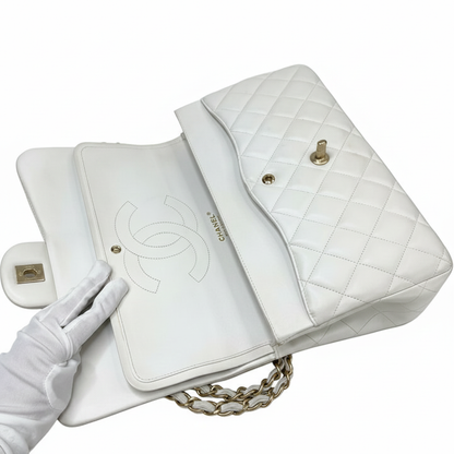 CHANEL Caviar Quilted Medium Double Flap Bag  "White"