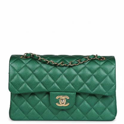 CHANEL Caviar Quilted Medium Double Flap Bag  "Green"