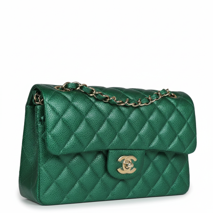 CHANEL Caviar Quilted Medium Double Flap Bag  "Green"