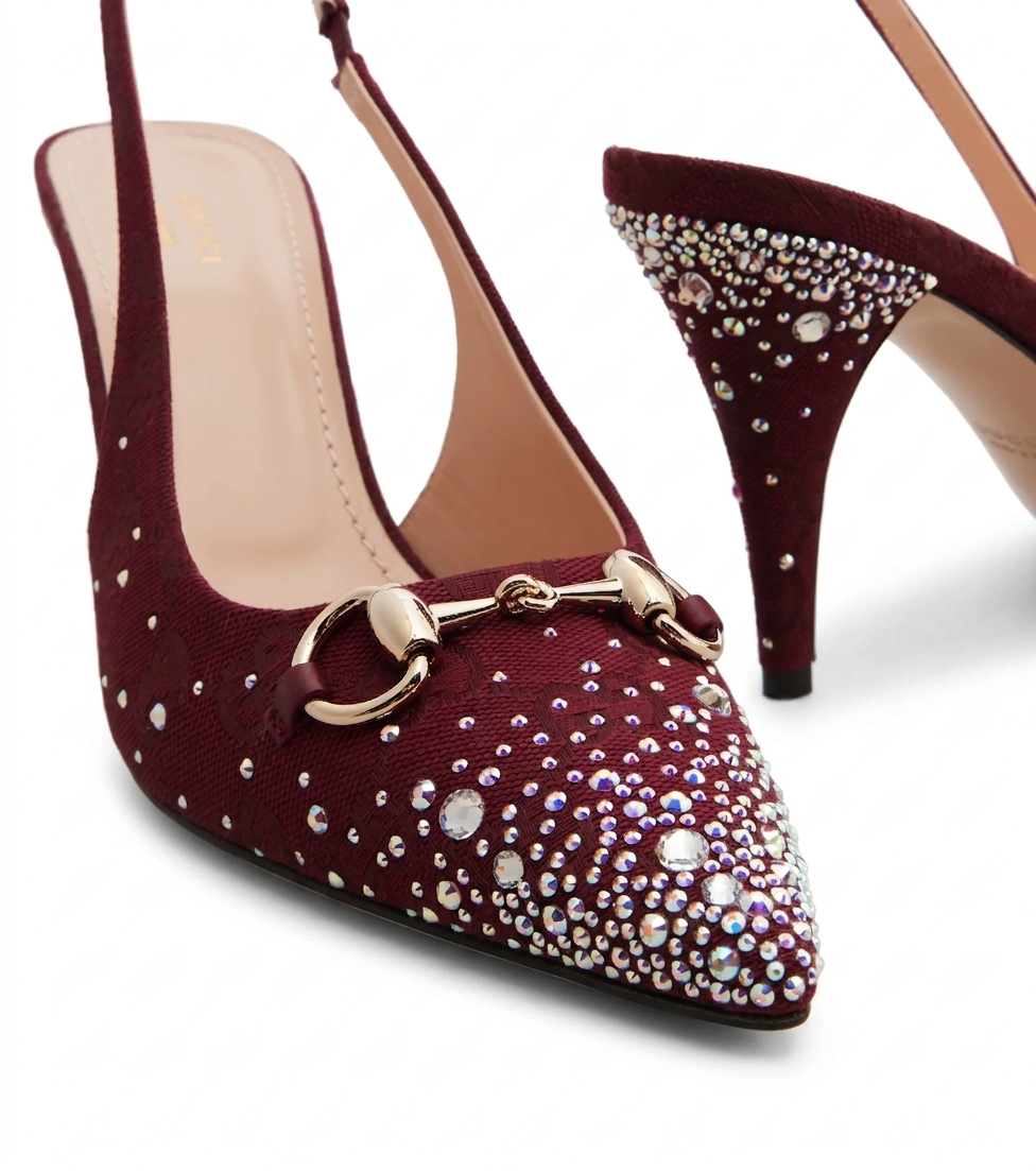 Gucci Horsebit 85 Slingback Pumps "Burgundy"