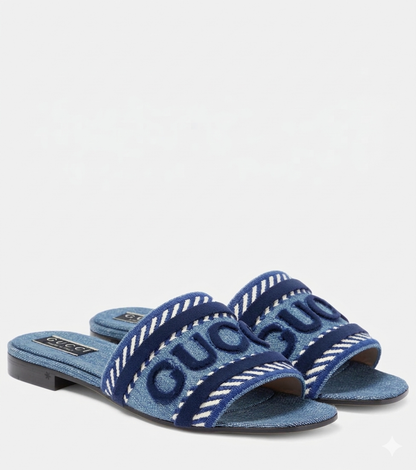 Gucci Jane Denim Slide Sandal "Blue"